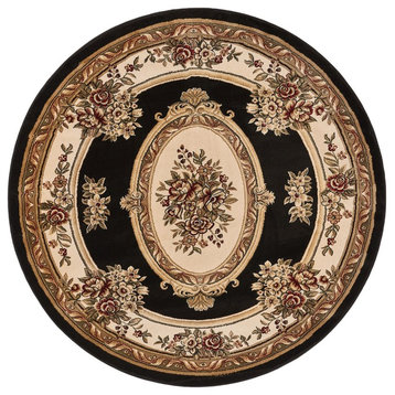 Well Woven Timeless Le Petit Palais Traditional Medallion Black Rug 7'10" Round