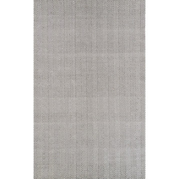 Nuloom Hand-Loomed Chalet Herringbone Cotton Flatwoven Rug, Grey 4'x6'