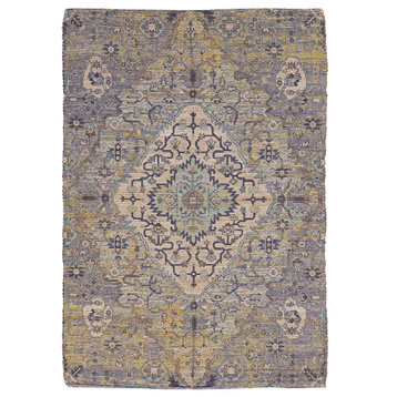 Morris Blue/Yellow Gramercy Distressed Moroccan Accent Rug, 5' X 7'