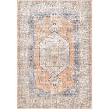 Nuloom Vintage Jacquie Floral Traditional Transitional Area Rug, Peach 4'Square