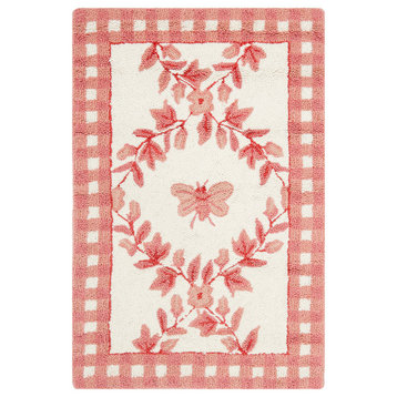 Safavieh Chelsea Collection HK55 Rug, Ivory/Rose, 2'6"x4'