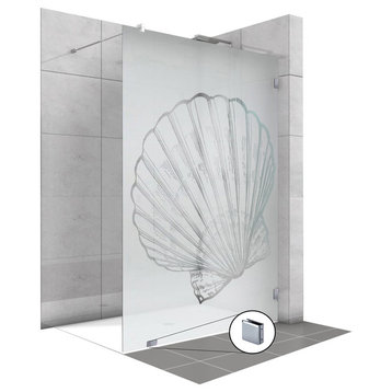 Fixed Shower Screens With Shell Design, Semi-Private, 35-1/2" X 75"