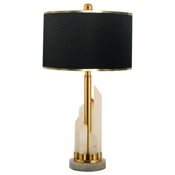 Marble LED Light Modern Fabric Lampshade Table Lamp, Black
