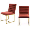 Modrest Barker Modern Burnt Orange and Brush Gold Dining Chair, Set of 2
