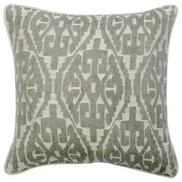 Designer 16"x16" Tribal Aztec Grey Jacquard Throw Pillow Covers - Tribal Aztec