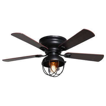 42 in. Modern Flush Mount Ceiling fan with Remote Control,5 Blades