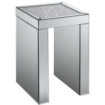 Bowery Hill Modern Square Glass Mirrored Chairside Table
