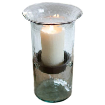Ripple Clear Glass 15" Candle Hurricane Rustic Pillar Holder Display Vase