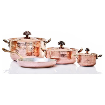 Copper Set 7 Pcs with "Fiore" Signature Lid, Tin Lining