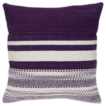 Parkland Collection Transitional Striped Purple Square 18" x 18" Pillow
