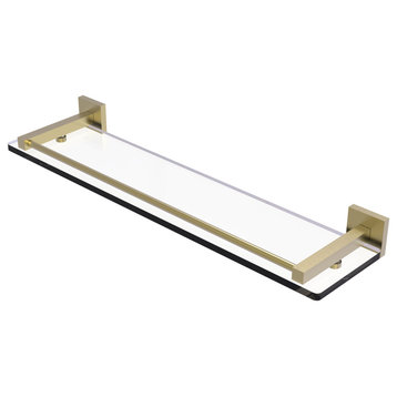 Montero 22" Glass Shelf with Gallery Rail, Satin Brass