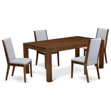 East West Furniture Lismore 5-piece Wood Dinette Set in Walnut