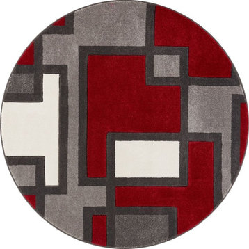 Well Woven Ruby Red Area Rug, 5'3" Round