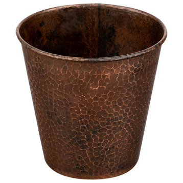8" Round Hammered Copper Indoor Flower Pot in Oil Rubbed Bronze