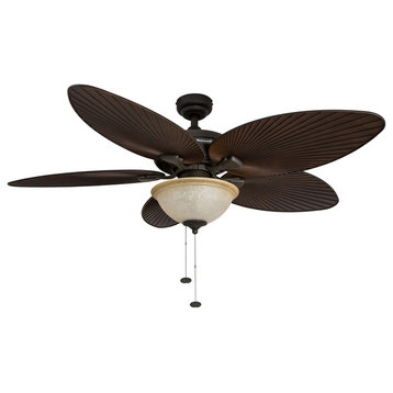 52" Palm Island Bronze Ceiling Fan with Bowl Light