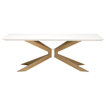 Industry Rectangle Dining Table Ivory Concrete, Brass