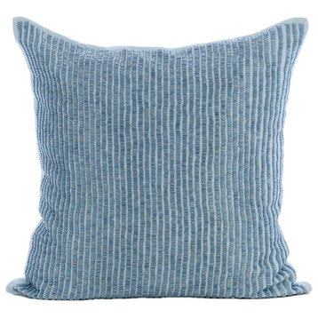 Light Blue Holiday Throw Pillows Cotton Linen 20"x20", Misty Blue
