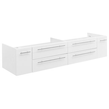 Lucera Wall Hung Double Undermount Sink Bathroom Cabinet, White, 72"