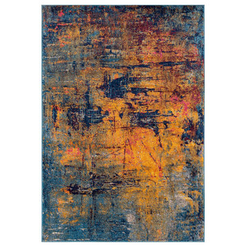 Manhattan Bunnt Area Rug, Orange, 7'9" x 11', Abstract
