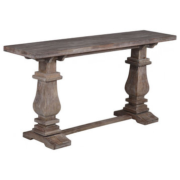 Charleston 63"Double Pedestal Mango Wood Console Table, Gray