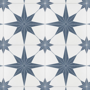 Stella Encaustic Porcelain Floor and Wall Tile, Azul