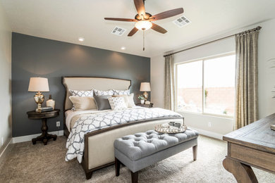Inspiration for a medium sized contemporary guest bedroom in Salt Lake City with grey walls and carpet.