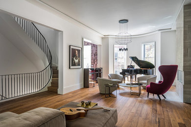 Design ideas for a classic living room in Boston with medium hardwood flooring.