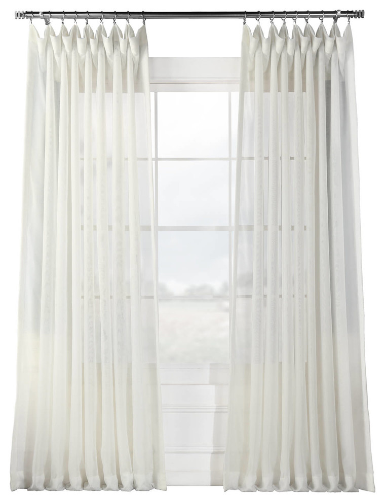 Signature Double Wide Off White Sheer Curtain Single Panel, 100"x96"