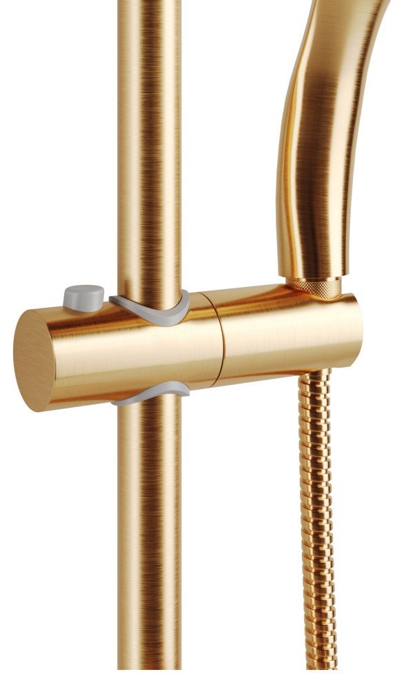 Kauai Brass Rain Shower System With Handheld, 1.8 GPM, Brushed Gold
