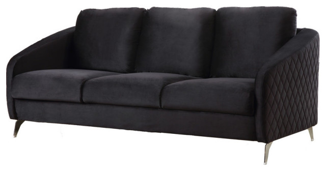 Sofia Velvet Modern Chic Sofa Couch, Black