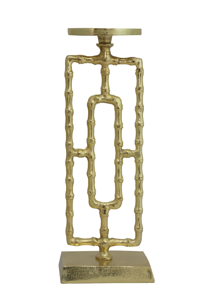 Golden Bamboo design metal candleholder