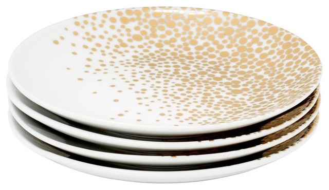 Bubbly Gold Dessert Plates, Set of 4