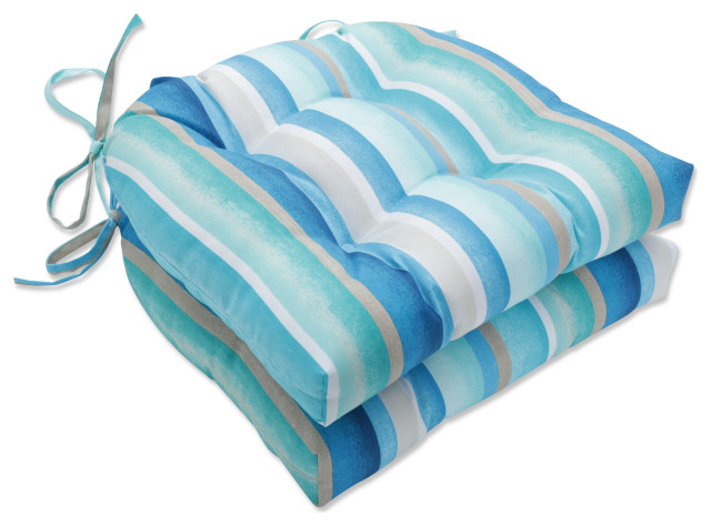 Dina Seaside Blue Deluxe Tufted Chairpad, Set of 2