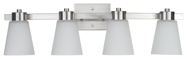 Prominence Home Fairendale Bath and Vanity Light, Brushed Nickel, 4 Light, Frosted Glass