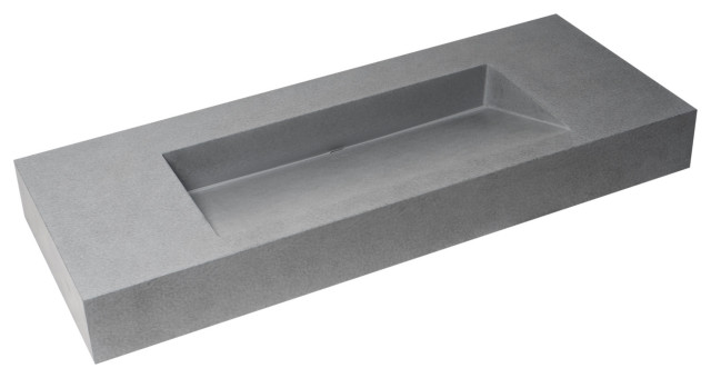 Alfi Brand 48" Solid Concrete Rectangular Countertop Sink