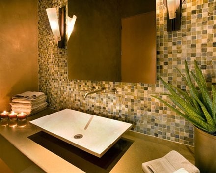 Example of a trendy multicolored tile bathroom design in Newark