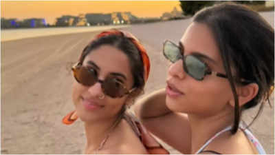 Suhana Khan dazzles in a glamorous beach look as she enjoys a dreamy sunset in Dubai with cousin Alia Chhiba