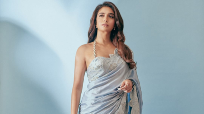 Keerthy Suresh aces the impression of pastel in this iconic powder blue sari