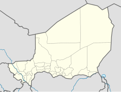 Mapa konturowa Nigru, na dole nieco na lewo znajduje się punkt z opisem „Tahoua”