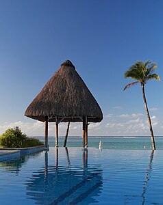 Infinity edge pool in a luxury resort, Mauritius