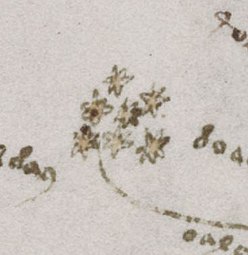 Detalle de las Pléyades en el diagrama del f68r3[38]​