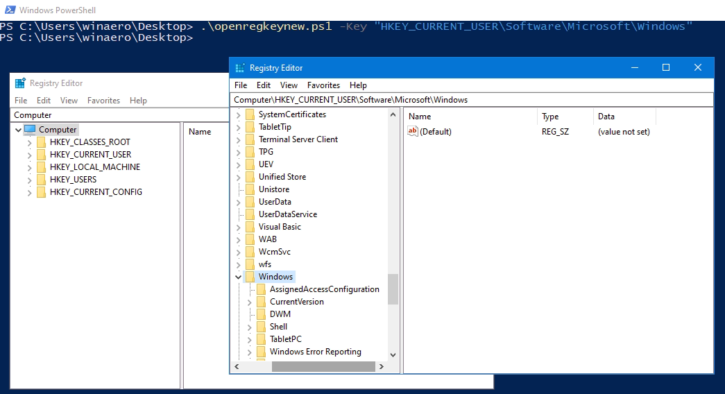 Open Registry Key With PowerShell In New Regedit Instance