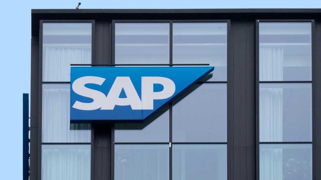 A photograph of a building with the SAP logo on the facade.