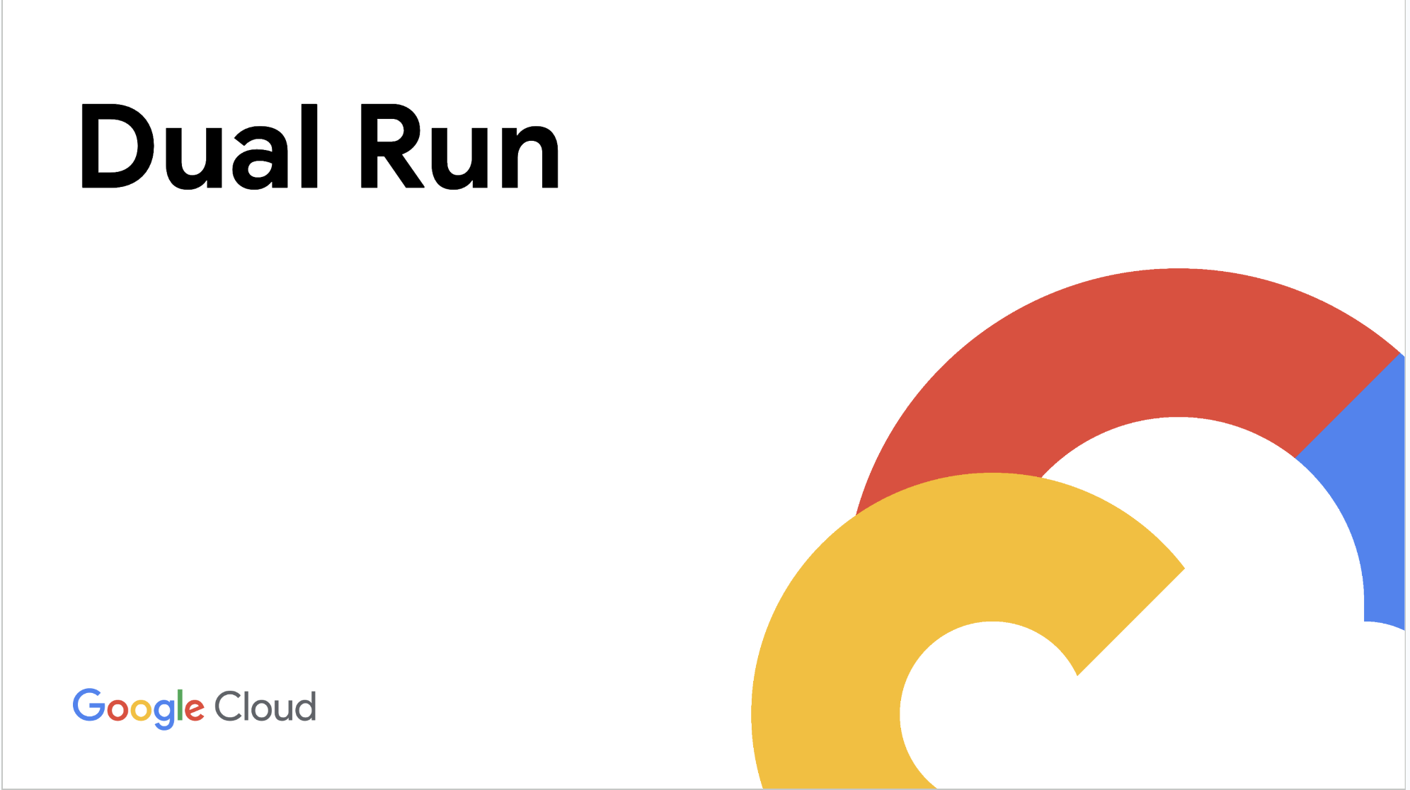 Dual run written on screen alongside Google Cloud logo