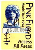 Pink Floyd backstage pass