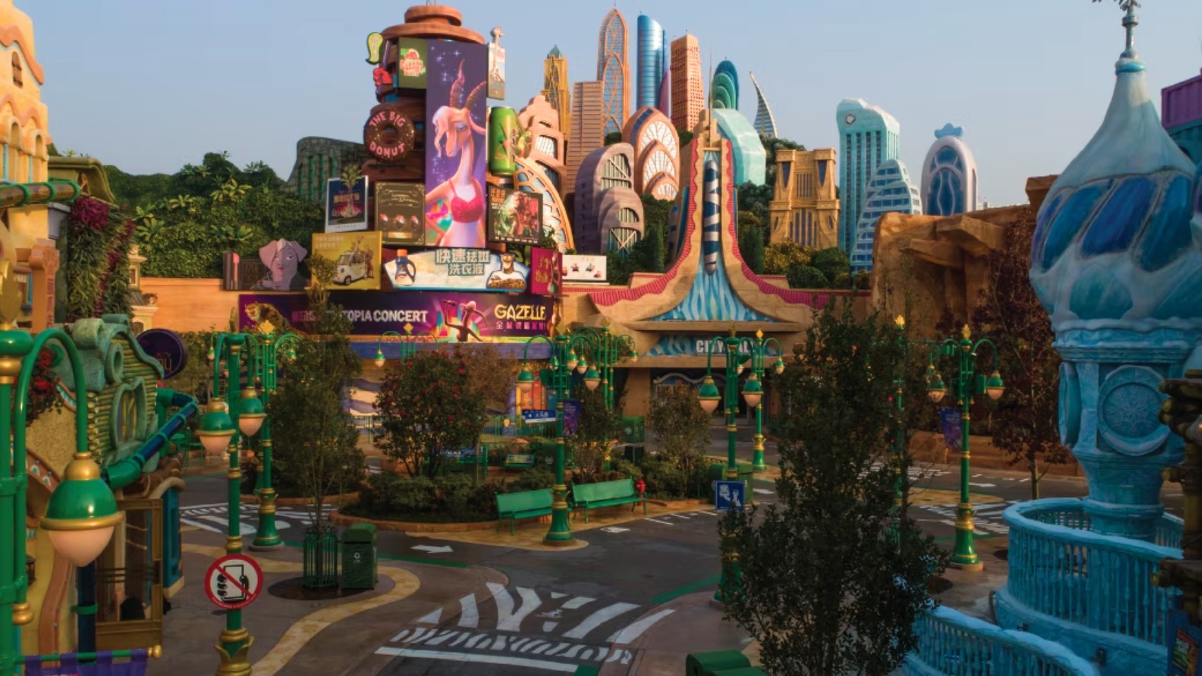 A street scene in the Zooptopia-themed land at Shanghai Disneyland. (Courtesy of Disney)