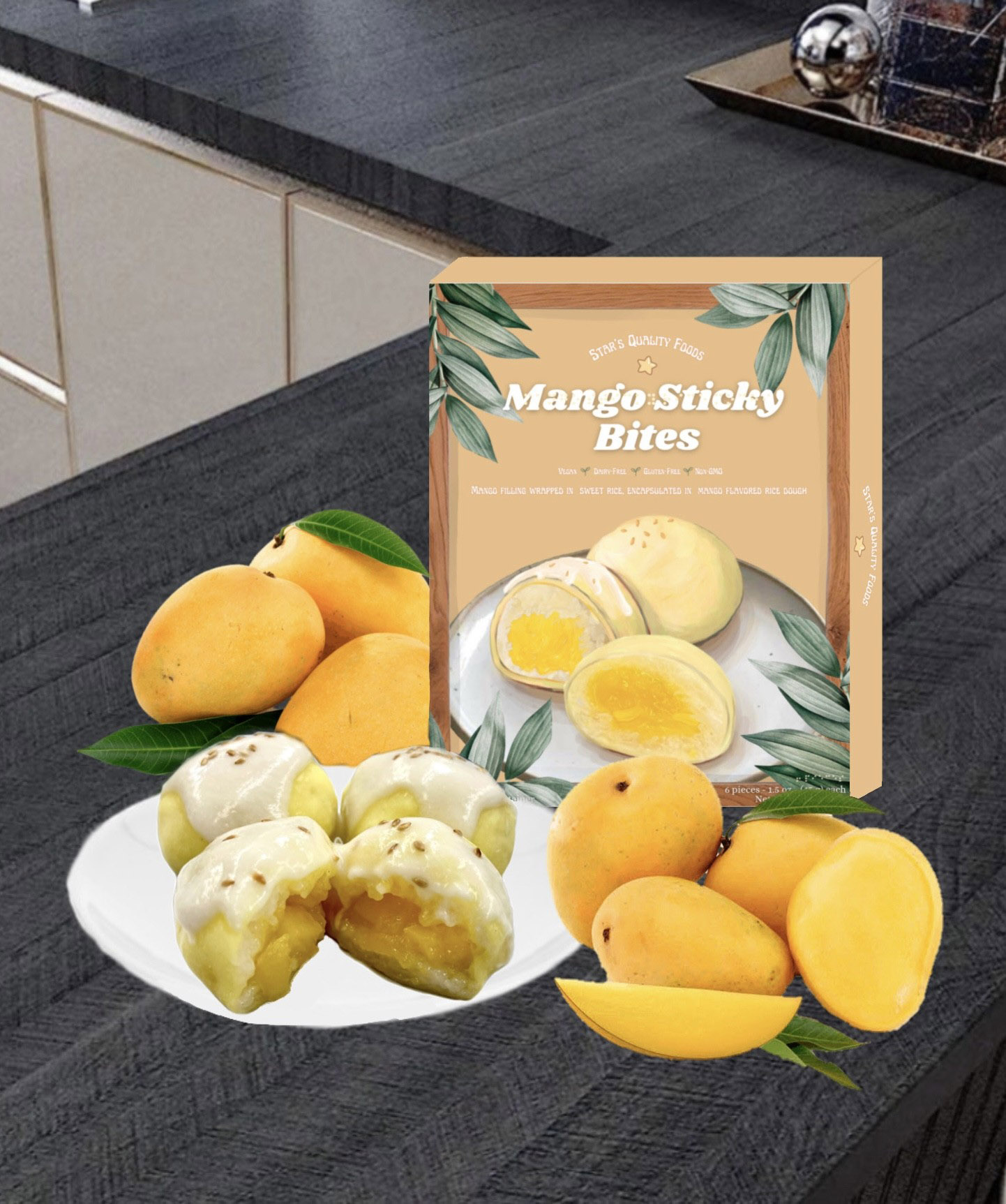 Mango Sticky Bites, is a delicious Asian fusion dessert that is inspired by two popular traditional Asian desserts, mango sticky rice and Daifuku. (Courtesy of California State Polytechnic University)