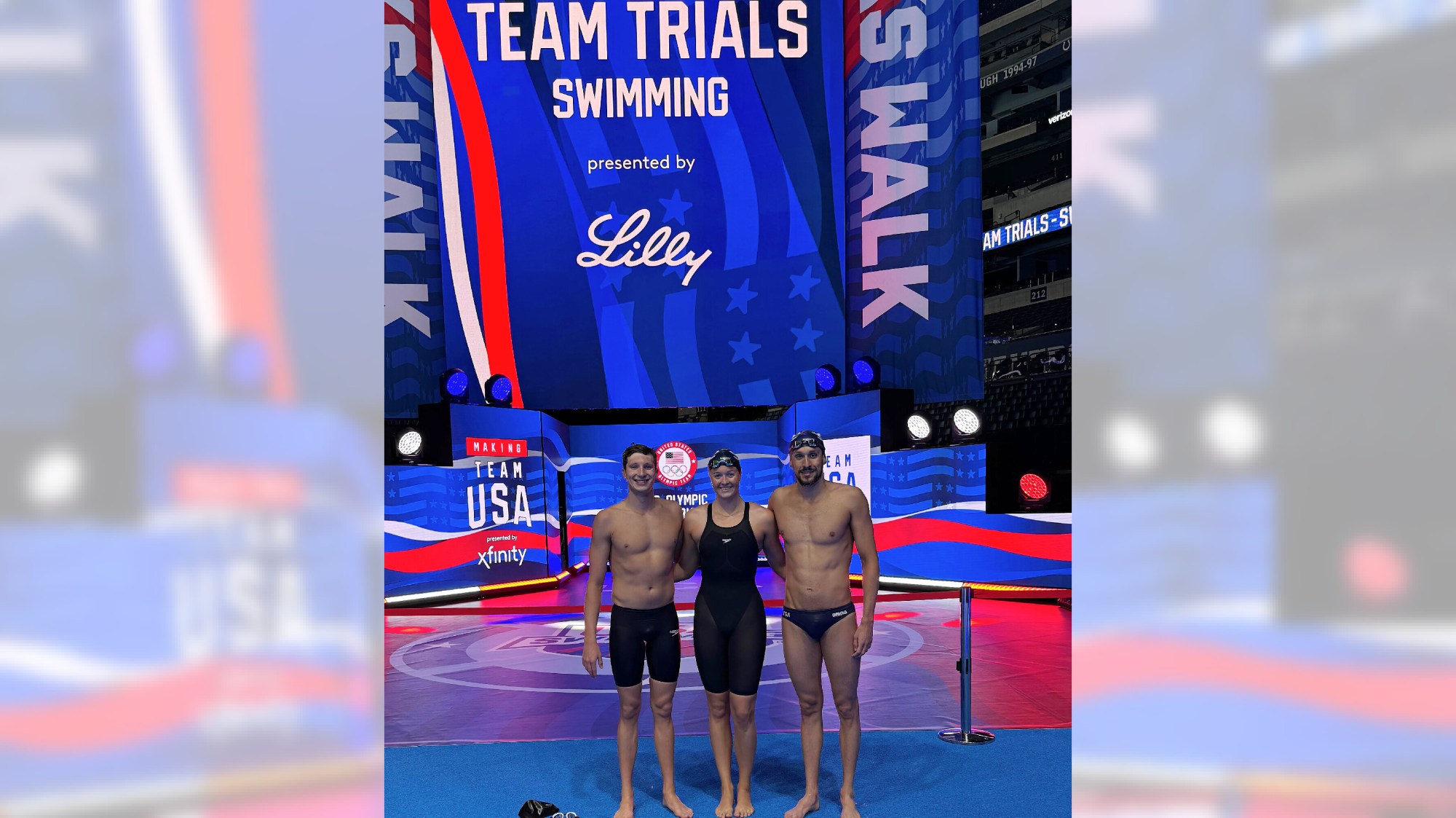 The Swim Team's members, from left, David Johnston, Macky Hodges and Michael Brinegar will race at the U.S. Olympic Trials in Indianapolis. (Courtesy of Mark Schubert)