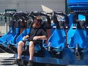 Joe Bray from Redmond was the first person to get back on the "AtmosFEAR”. The Oaks Park Amusement Park ride opened Tuesday after malfunctioning last week.