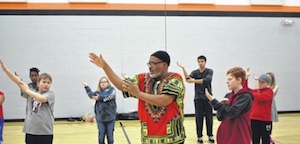 students doing tai chi